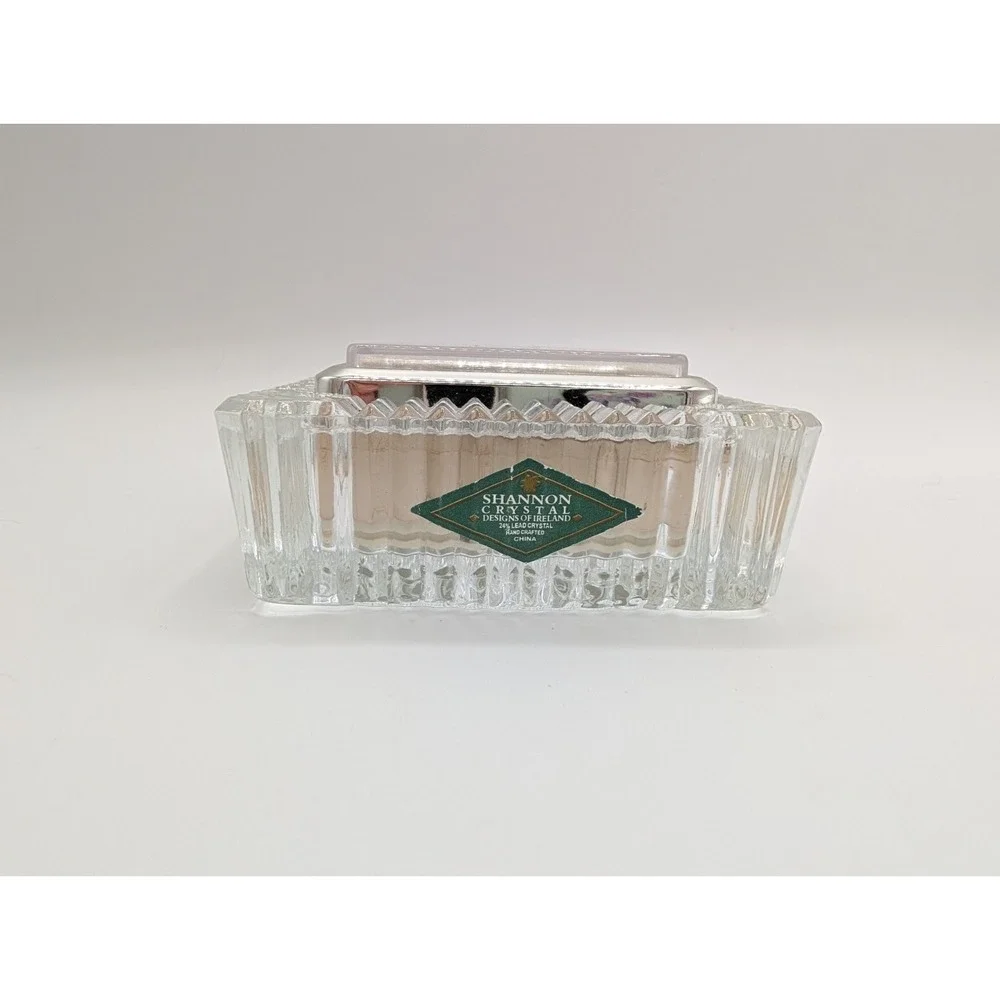 VTG Shannon Crystal by Godinger 24% Lead Square Desk Mantle Small Clock Art Deco